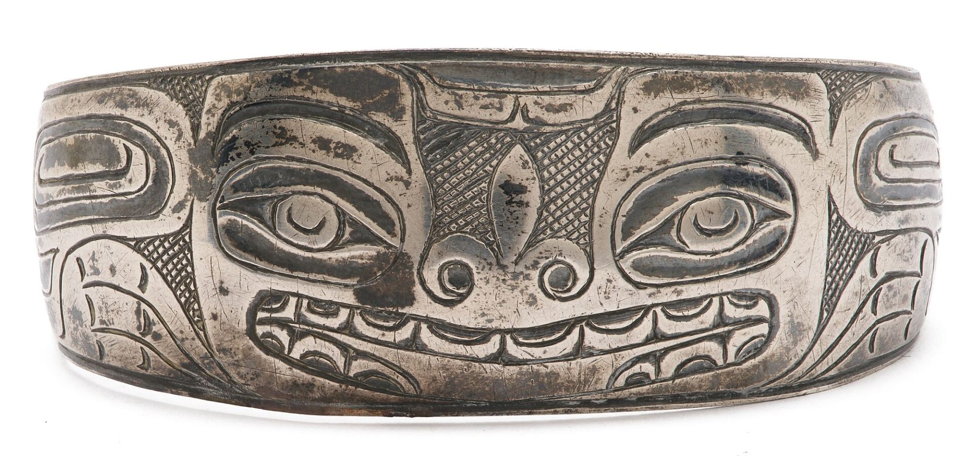 Lot 470: Native American Haida Sterling Cuff Bracelet