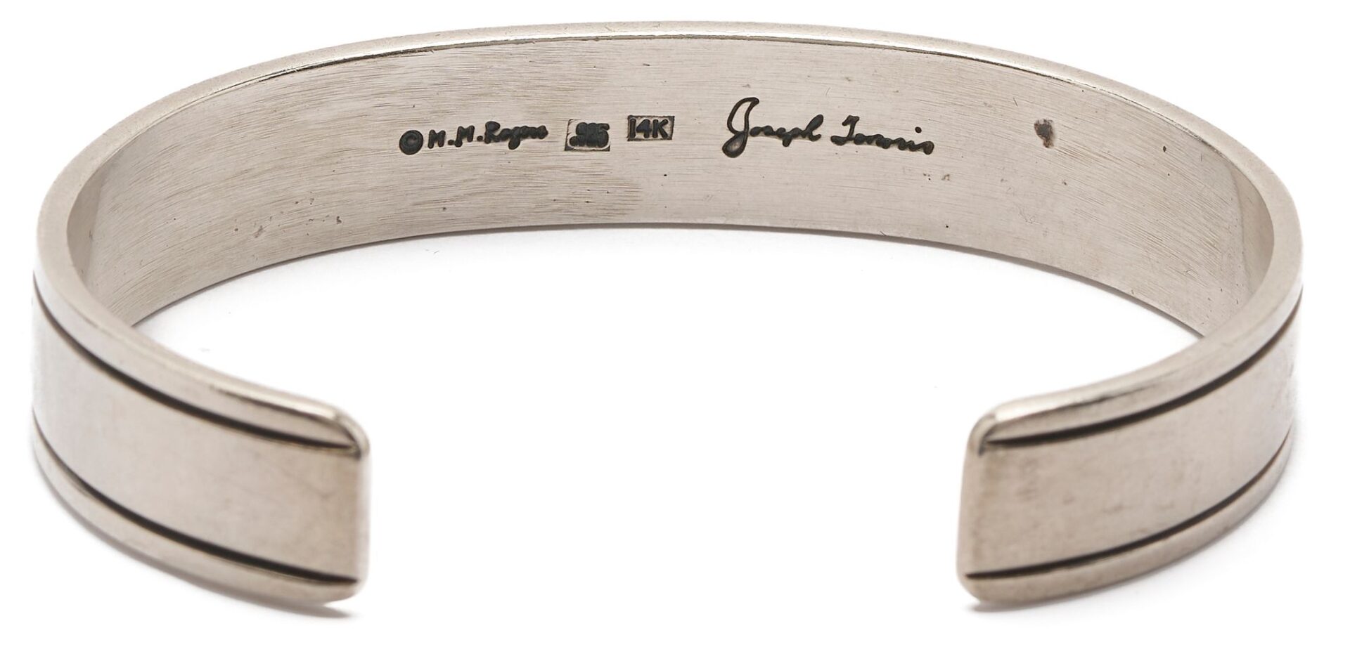 Lot 471: Sterling Silver & 14K Gold Navajo Bracelet