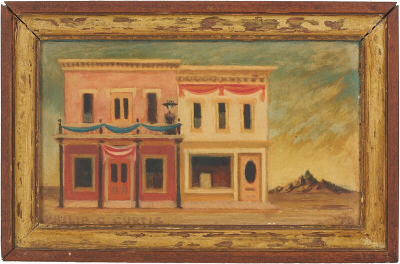 Lot 472: Philip Campbell Curtis Surrealist Architectural Painting