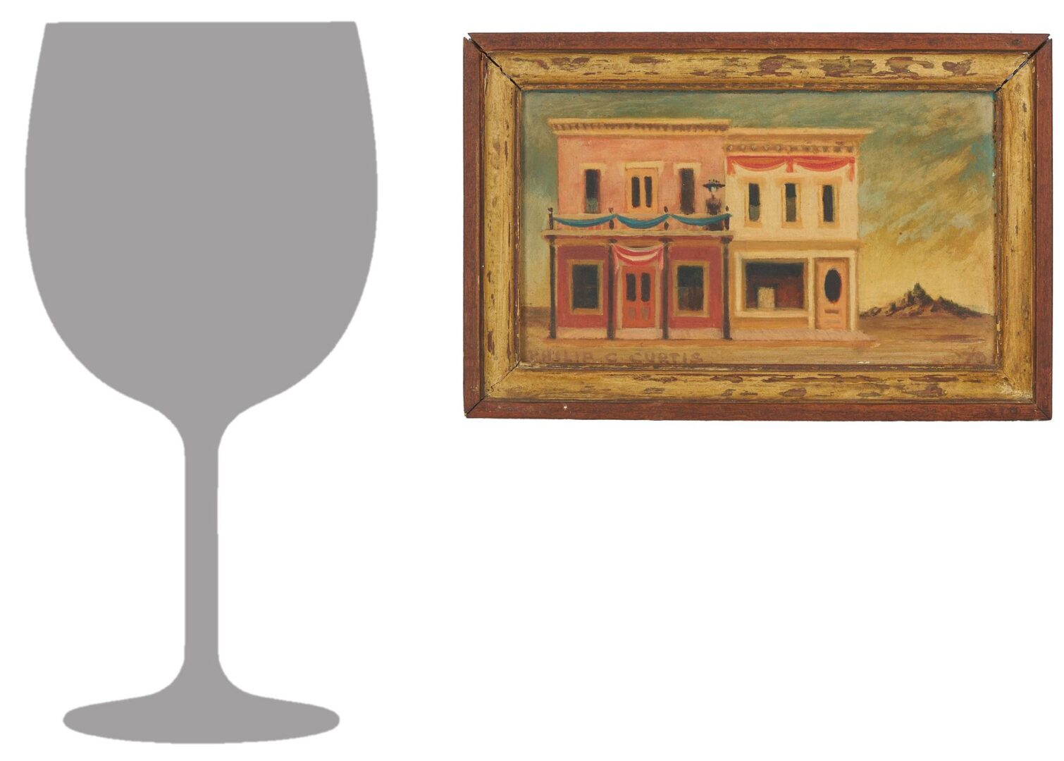 Lot 472: Philip Campbell Curtis Surrealist Architectural Painting