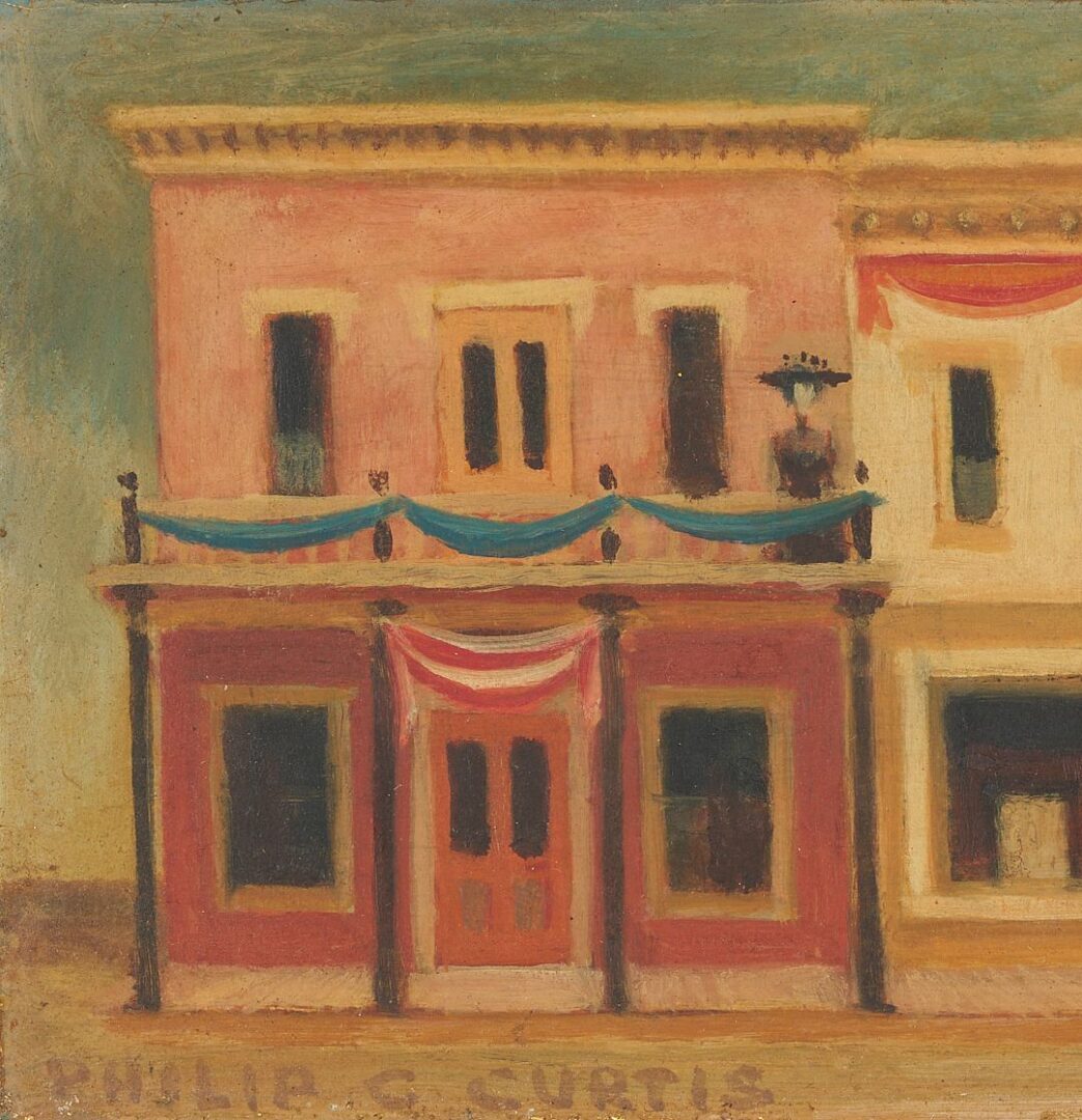 Lot 472: Philip Campbell Curtis Surrealist Architectural Painting