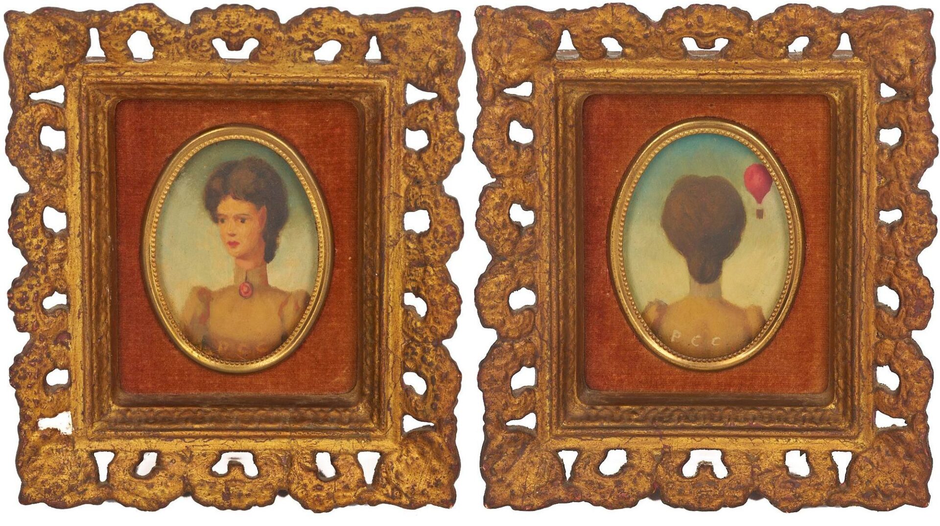 Lot 473: Pr. Philip Campbell Curtis Surrealist Portrait Paintings