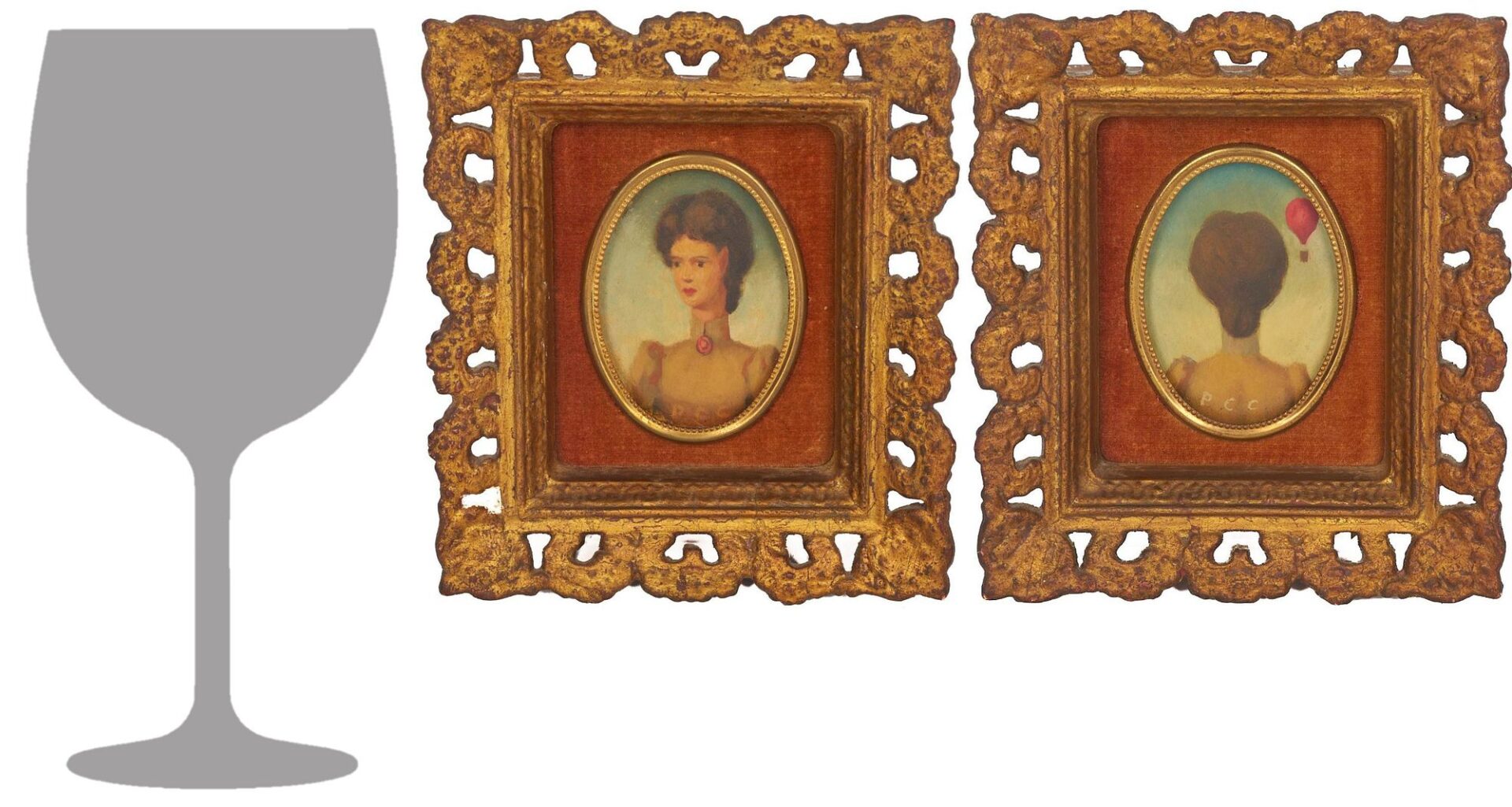 Lot 473: Pr. Philip Campbell Curtis Surrealist Portrait Paintings