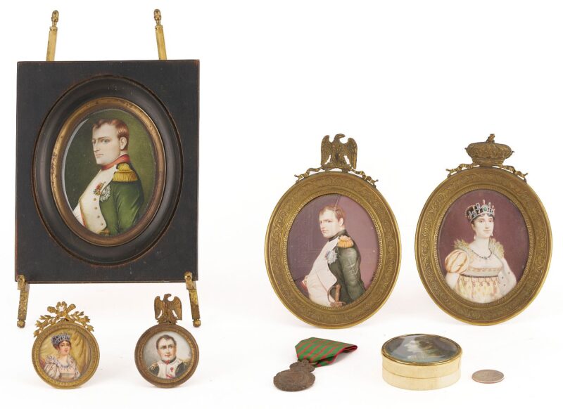 Lot 474: 6 Napoleon Related Miniature Portraits plus 1 Medal