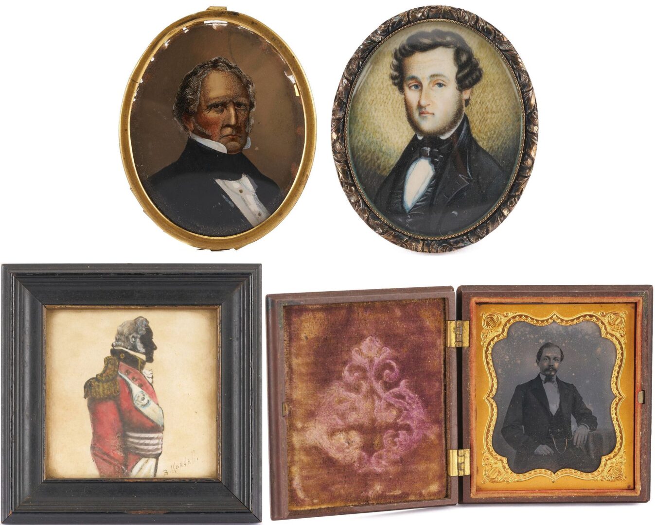 Lot 475: 4 Portraits of men incl. Winfield Scott, Civil & Rev. War
