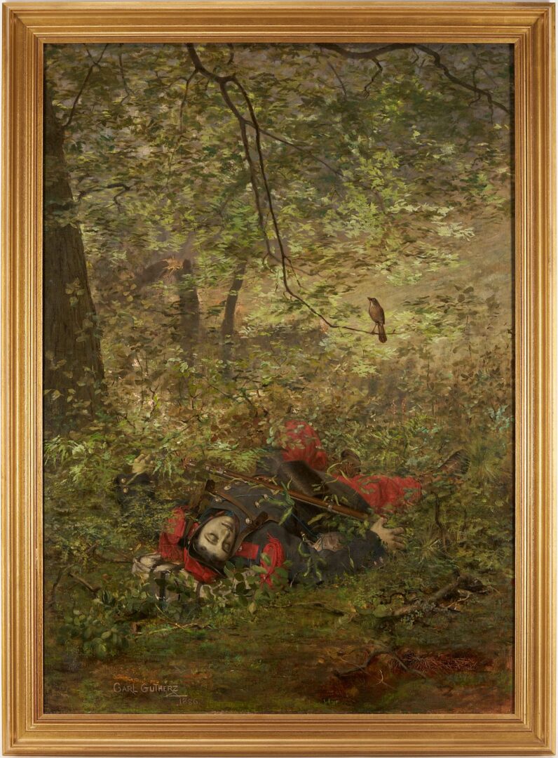 Lot 476: Carl Gutherz O/C French Military Painting Plus Preparatory Drawing