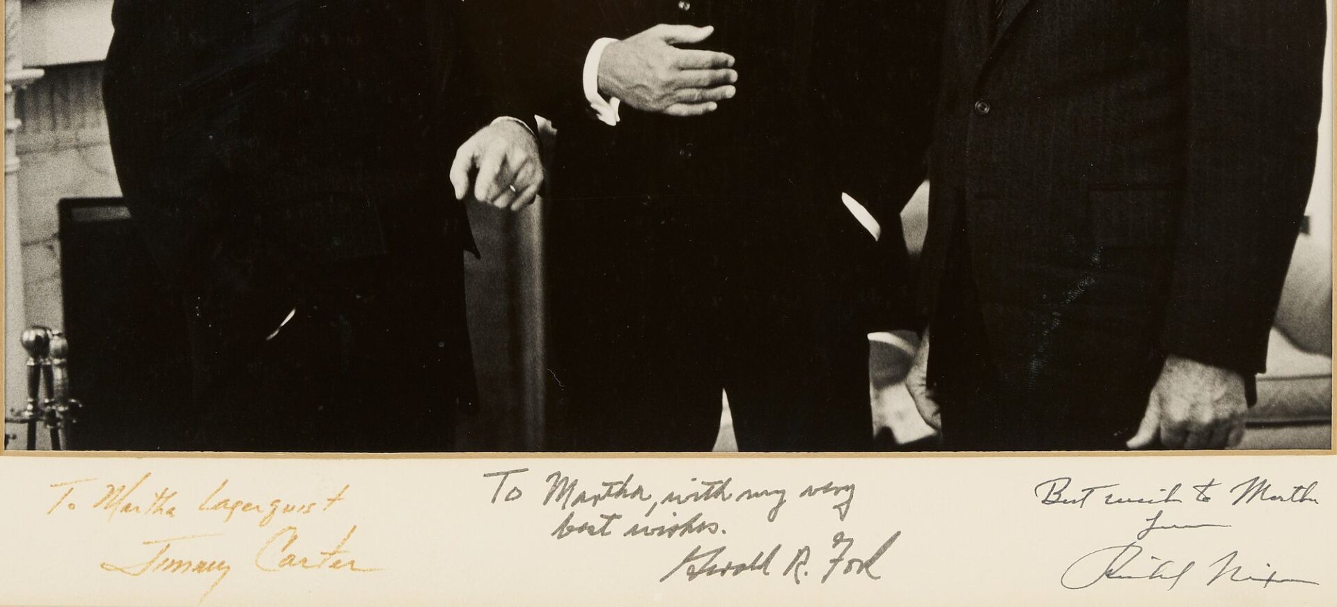 Lot 487: Signed Photo of 3 Presidents: Nixon, Ford, Carter