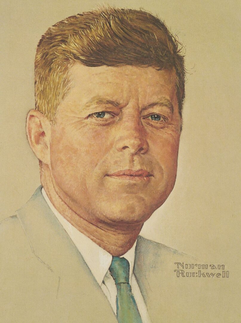 Lot 489: Norman Rockwell Signed John F. Kennedy Portrait, 1976