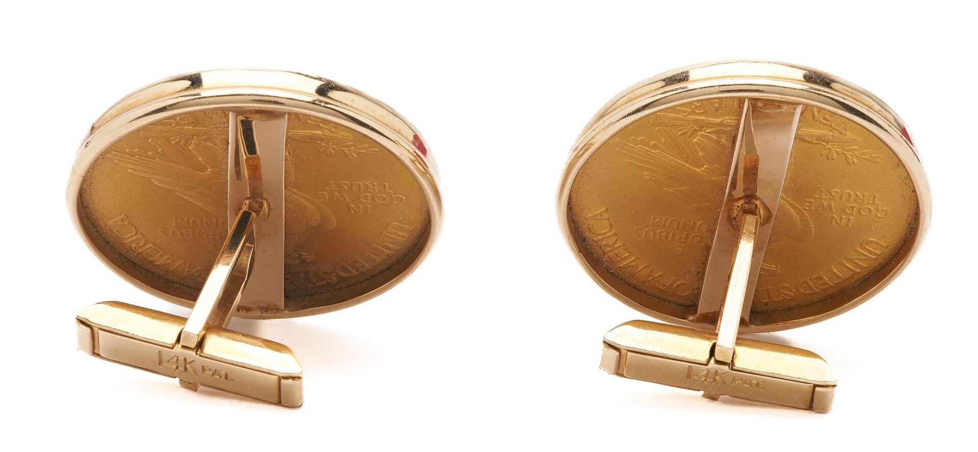 Lot 48: Pair 1910 $10 Indian Head & 14K Gold Cufflinks