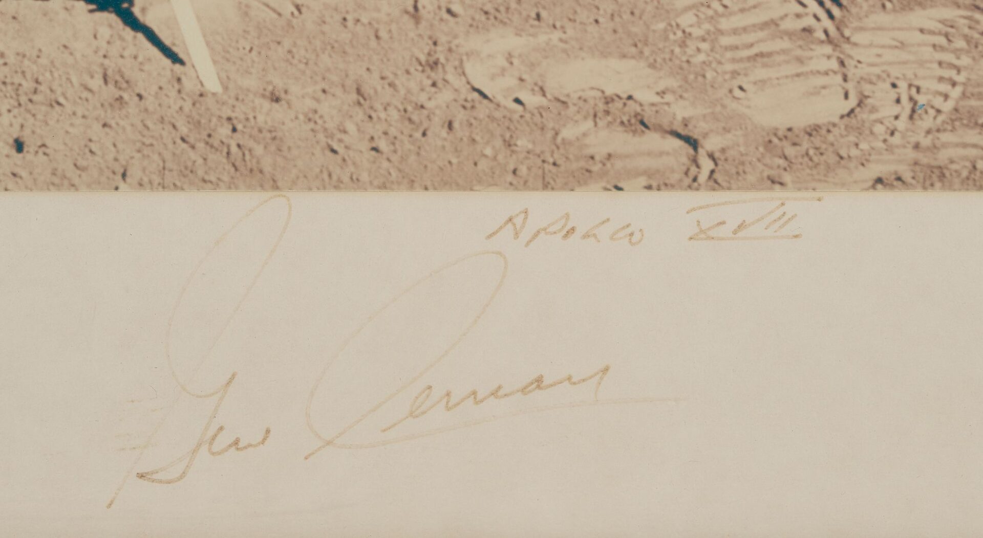 Lot 490: NASA Apollo 17 Gene Cernan Signed Photo of Moon