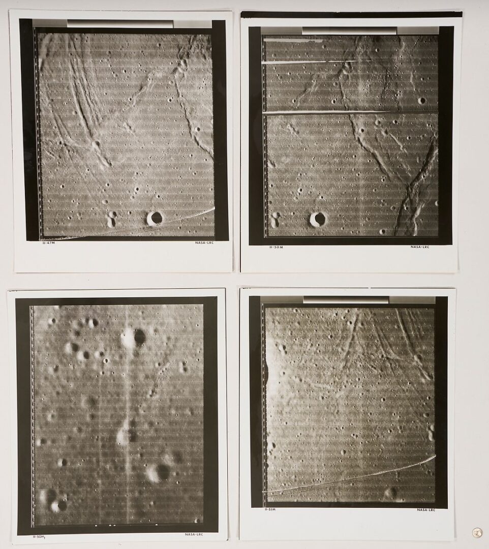 Lot 494: Four NASA Moon Survey Photos 47M, 50M, 50H1, 51M; Arago Crater