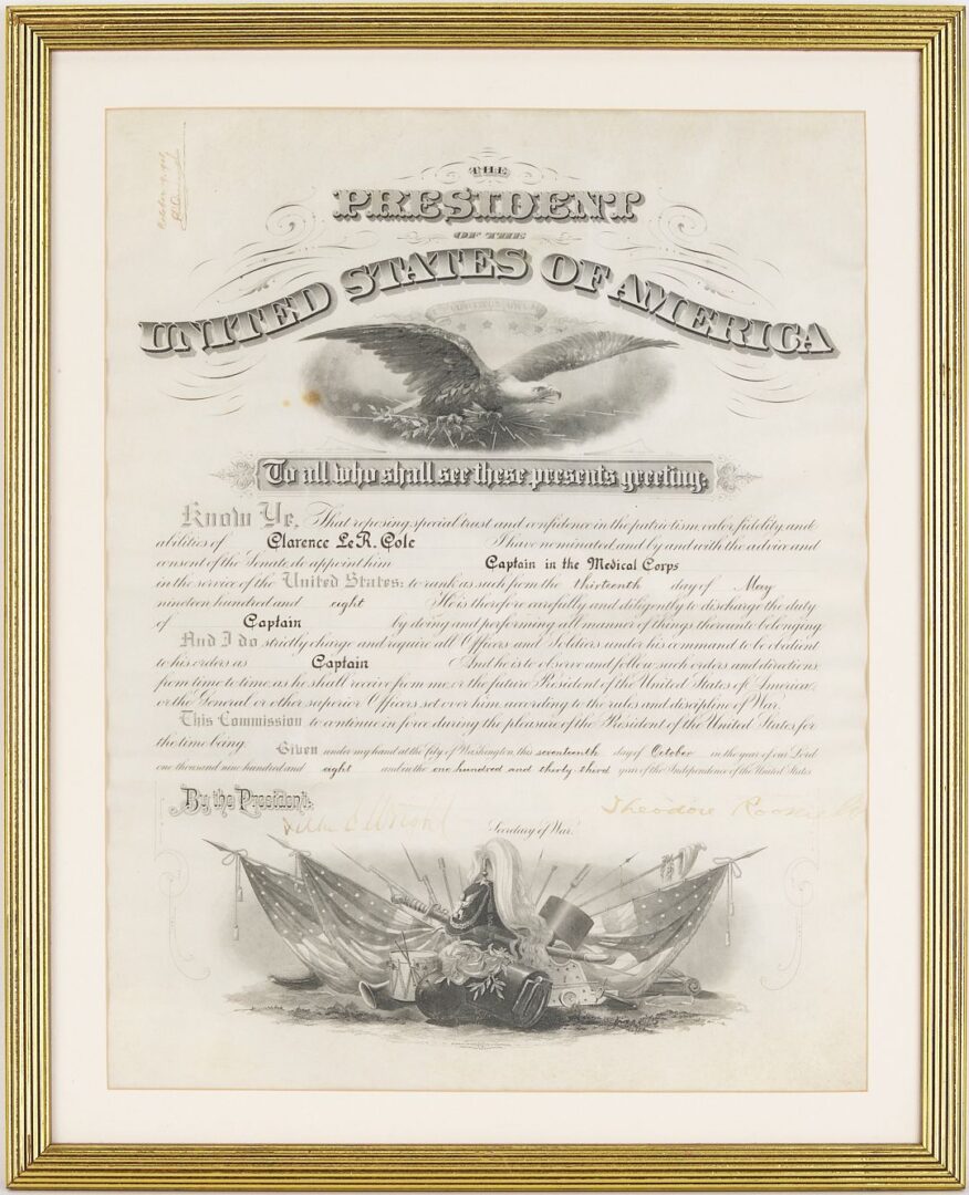 Lot 496: Theodore Roosevelt Signed Commission