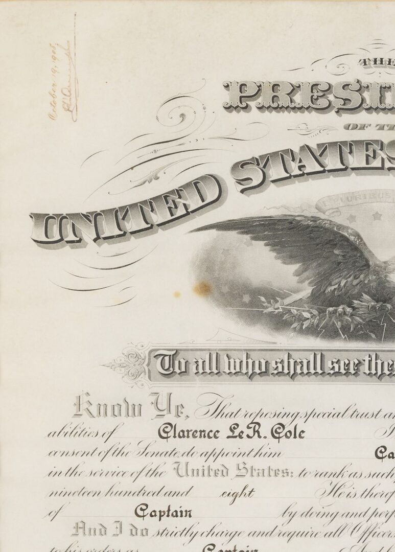 Lot 496: Theodore Roosevelt Signed Commission