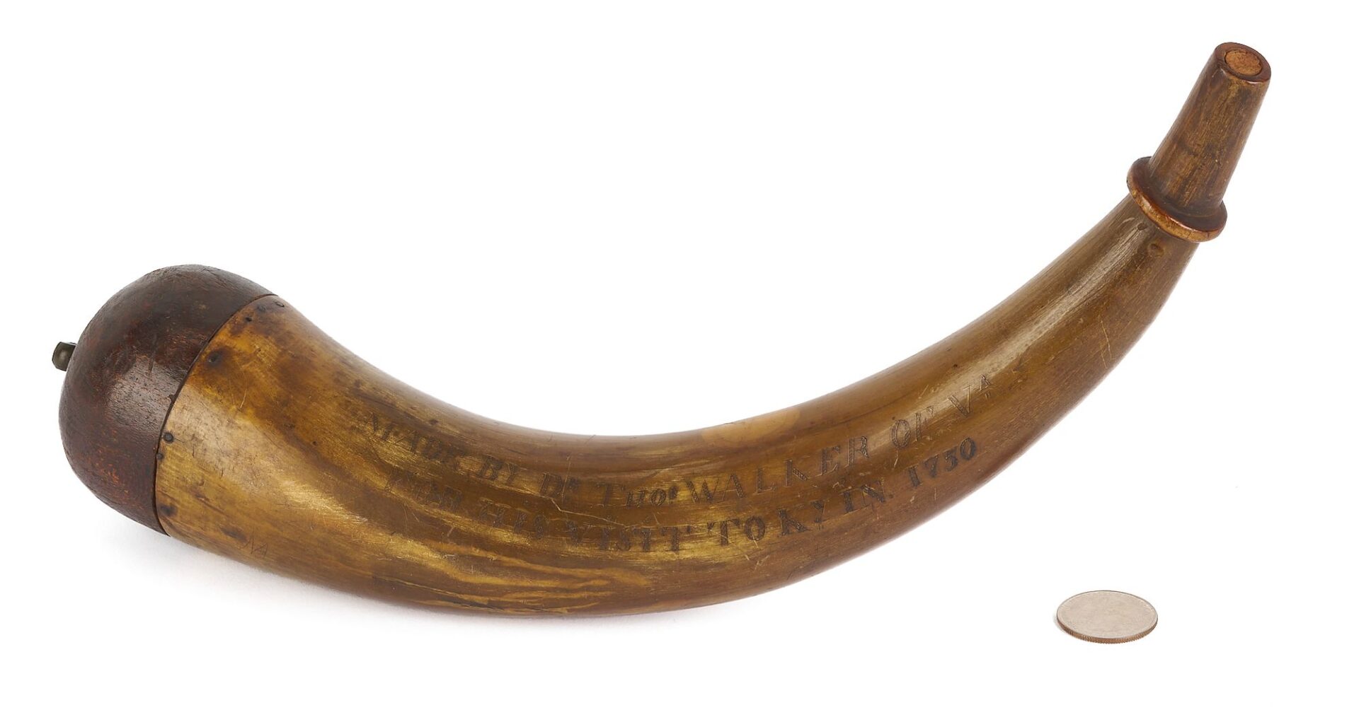 Lot 497: Dr. Thomas Walker Family Powder Horn, VA/KY interest, plus SOC Certificate