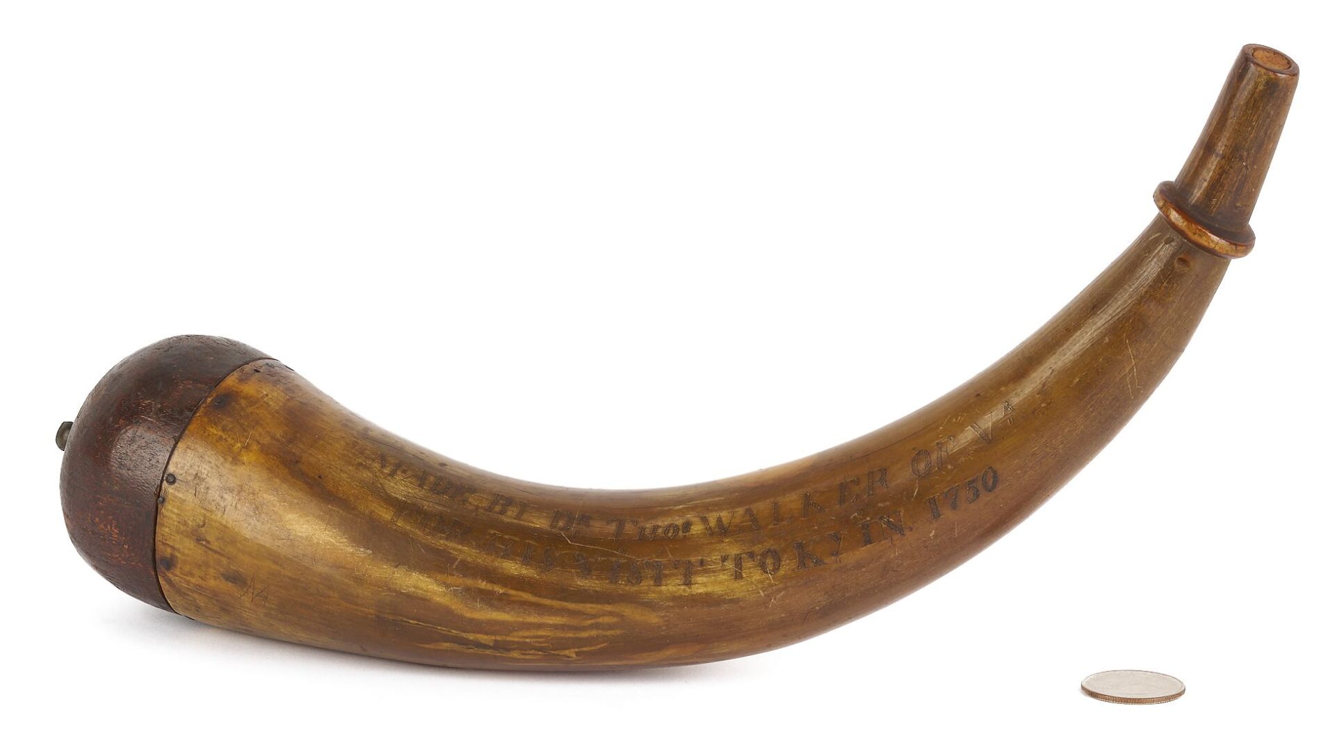 Lot 497: Dr. Thomas Walker Family Powder Horn, VA/KY interest, plus SOC Certificate