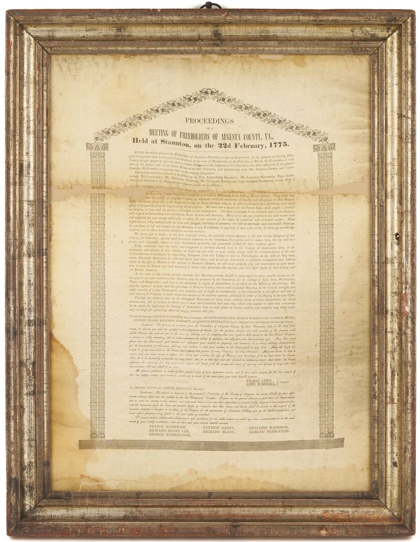 Lot 499: Augusta Resolves Silk Broadside, Revolutionary War Related