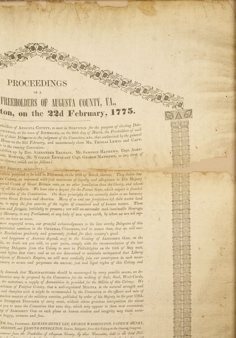 Lot 499: Augusta Resolves Silk Broadside, Revolutionary War Related