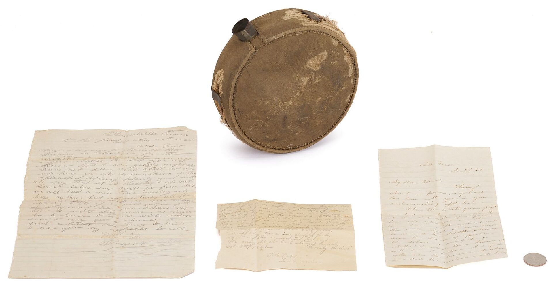 Lot 506: Civil War Canteen and Letters, Thomas Tabb Jr. CSA