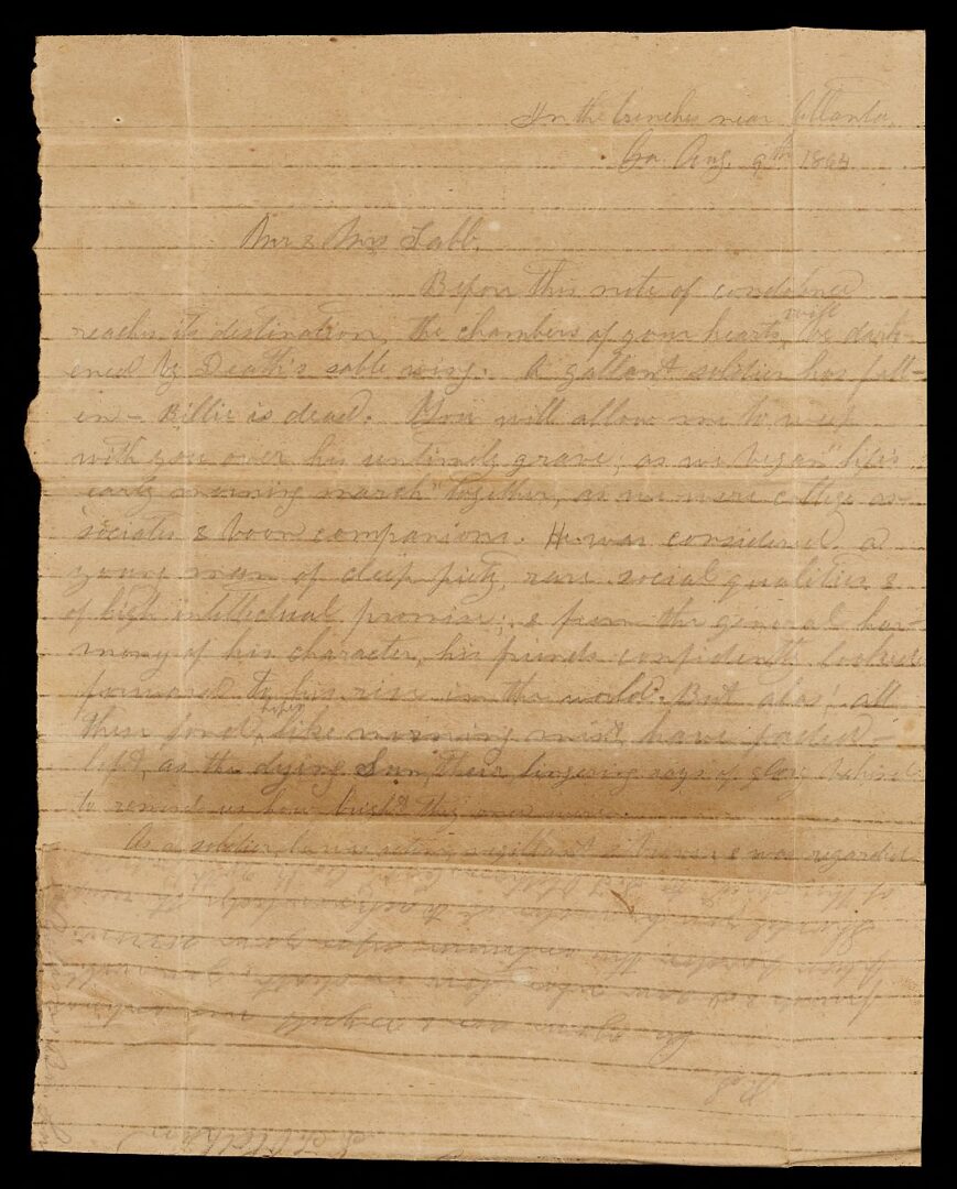 Lot 507: Archive of Capt. William Tabb of MS, CSA, Killed Atlanta