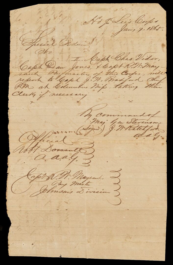 Lot 511: 3 Documents and CDV of A.T. Moore of Alabama, CSA