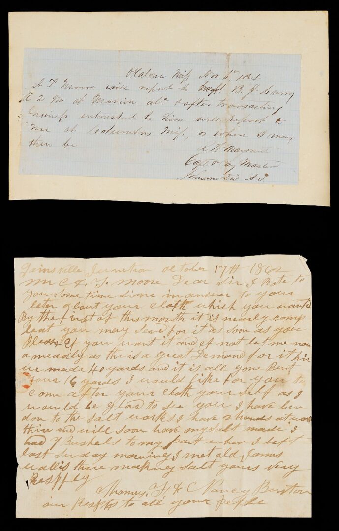 Lot 511: 3 Documents and CDV of A.T. Moore of Alabama, CSA