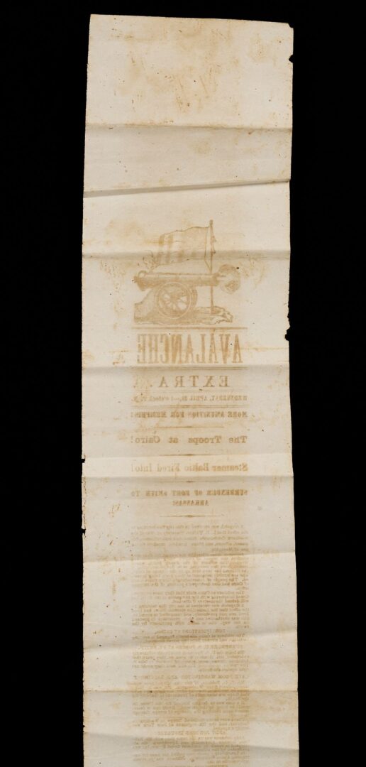 Lot 516: TN Confederate Civil War Avalanche Extra Broadside