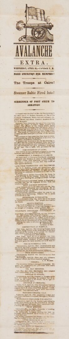Lot 516: TN Confederate Civil War Avalanche Extra Broadside