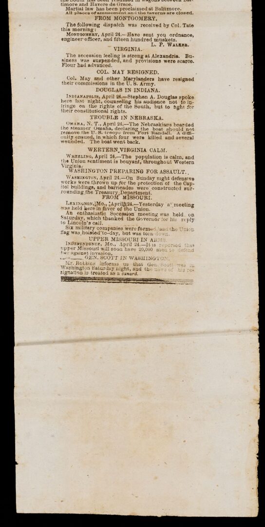 Lot 516: TN Confederate Civil War Avalanche Extra Broadside