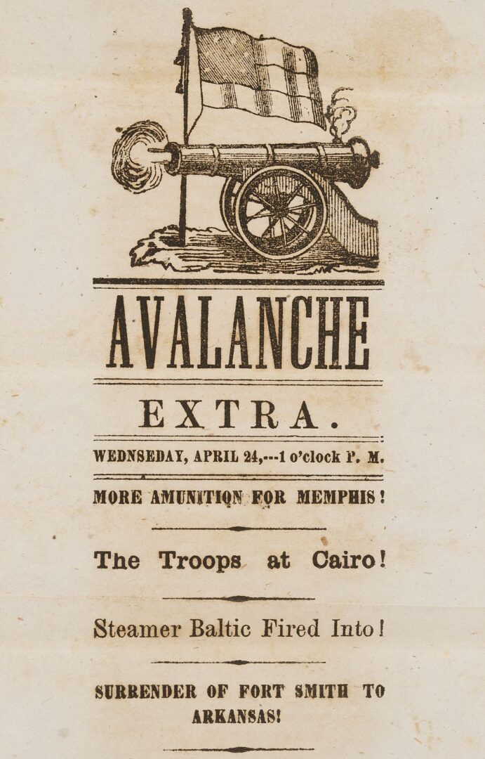 Lot 516: TN Confederate Civil War Avalanche Extra Broadside