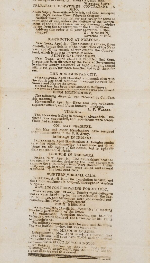 Lot 516: TN Confederate Civil War Avalanche Extra Broadside