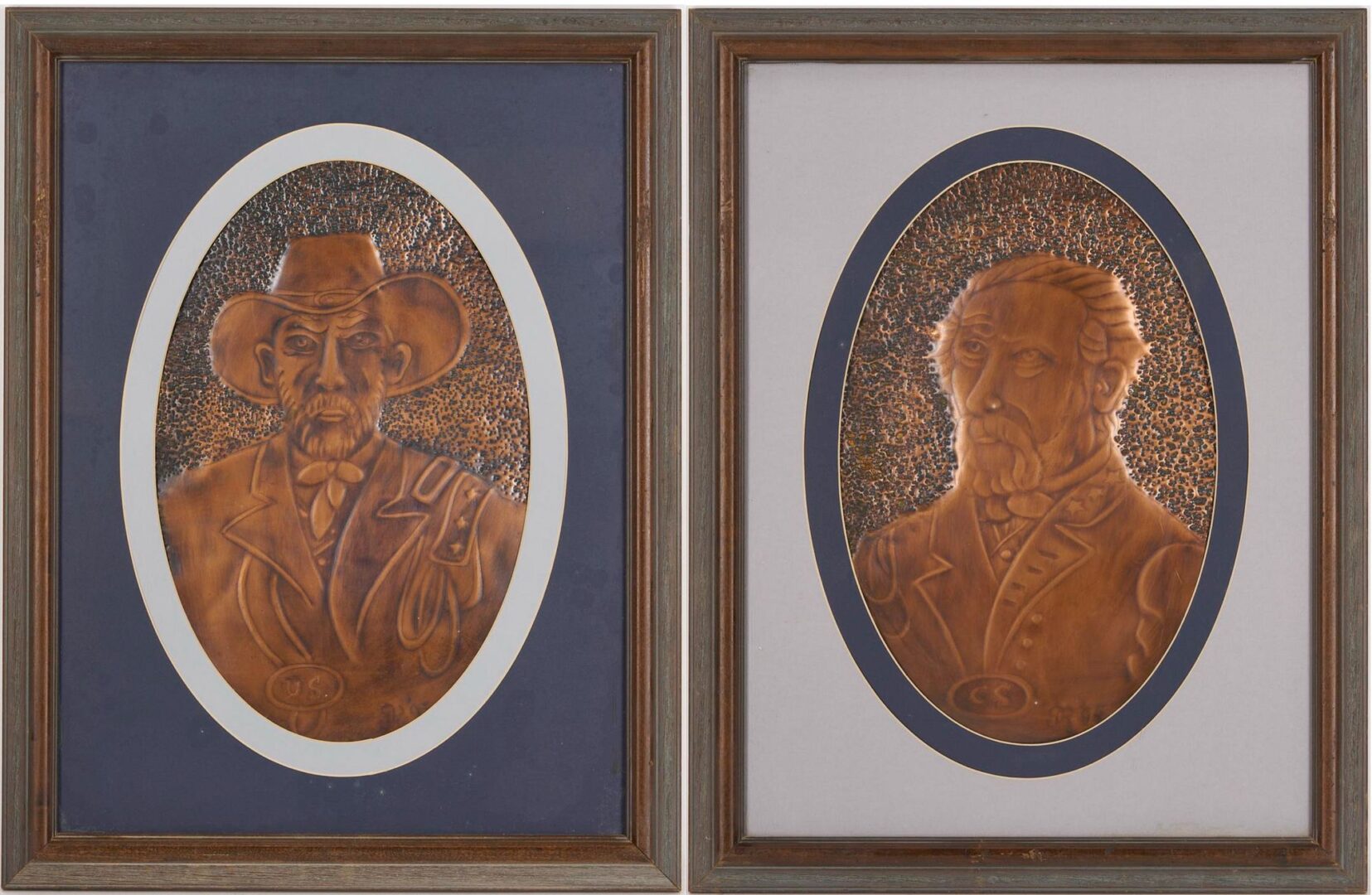 Lot 522: Pr. Greg Ridley Copper Civil War Plaques, Lee & Grant, Plus Sketches