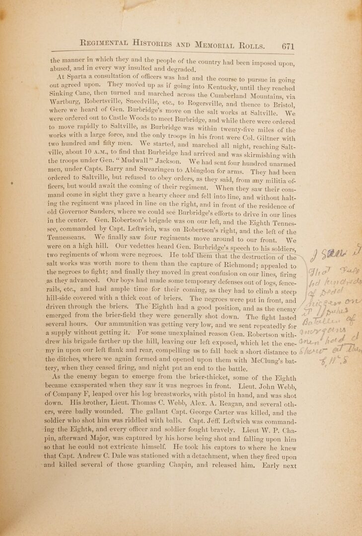 Lot 523: Military Annals of Tennessee, 1866; with Eyewitness Notes