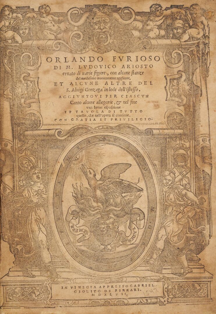 Lot 524: Orlando Furioso by Ariosto Ludovico, Published 1547