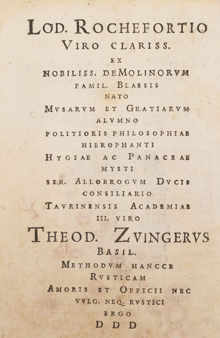 Lot 525: Methodus Rustica: Catonis atq. Varronis (The Rustic Method: Cato and Varo), 1576