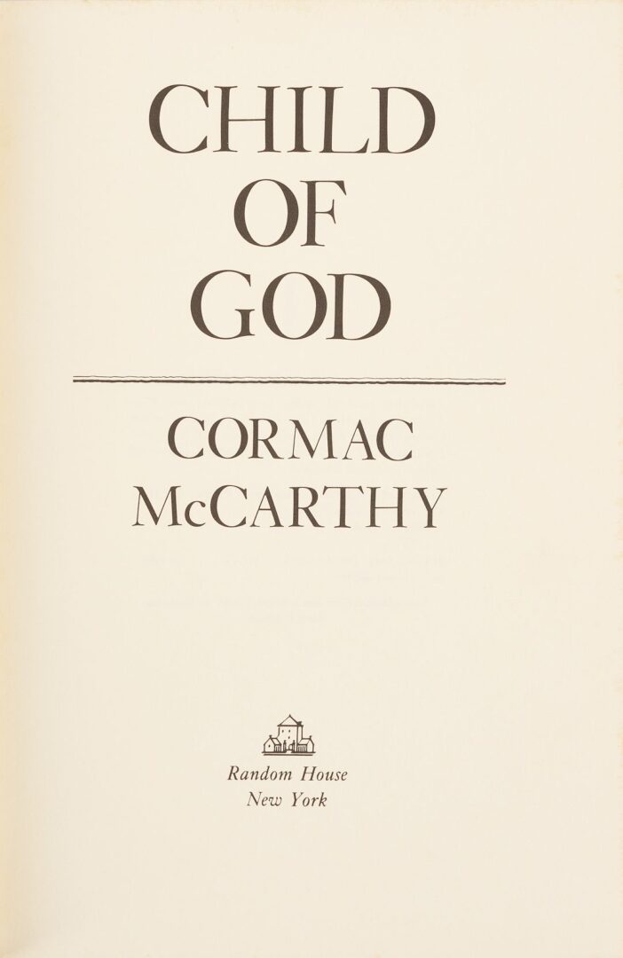 Lot 535: Cormac McCarthy, Child of God, 1st Ed.