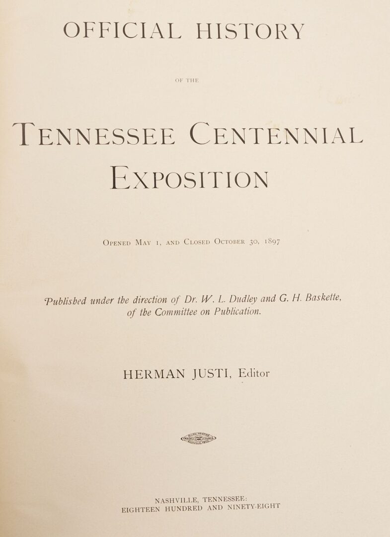 Lot 539: 4 Tennessee Centennial Books