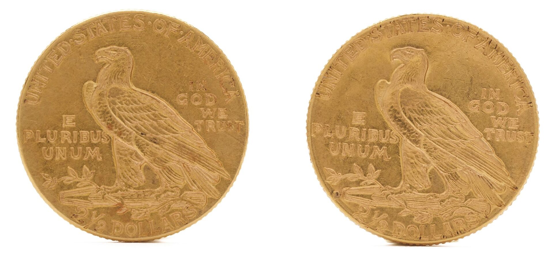 Lot 550: Two $2.50 Indian Head Gold Coins, dated 1914  & 1915