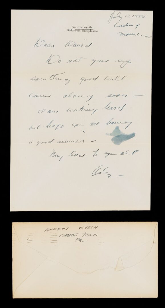 Lot 569: Artist Andrew Wyeth & Family Signed Letters, Cards
