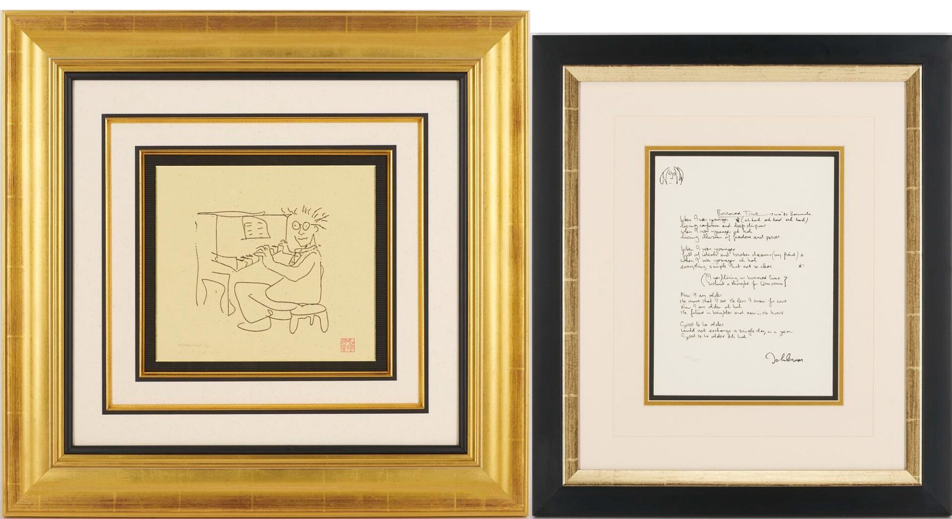 Lot 572: 2 John Lennon Serigraphs Incl. Self-Portrait, Borrowed Time