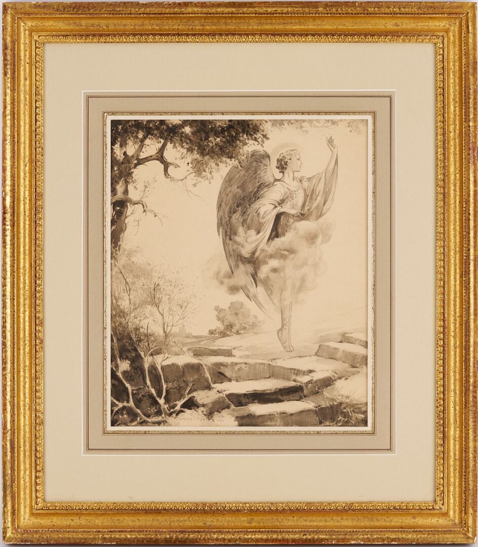 Lot 574: Everett Shinn W/C Illustration Painting, Angel from Christ Story