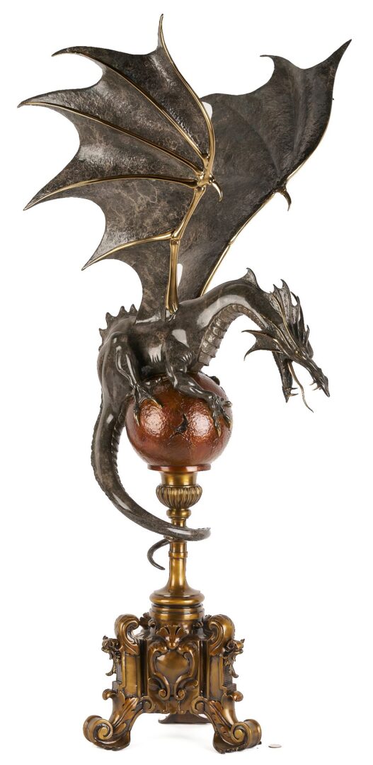 Lot 577: Large Bill Toma Bronze Dragon Sculpture, Dragonscape B