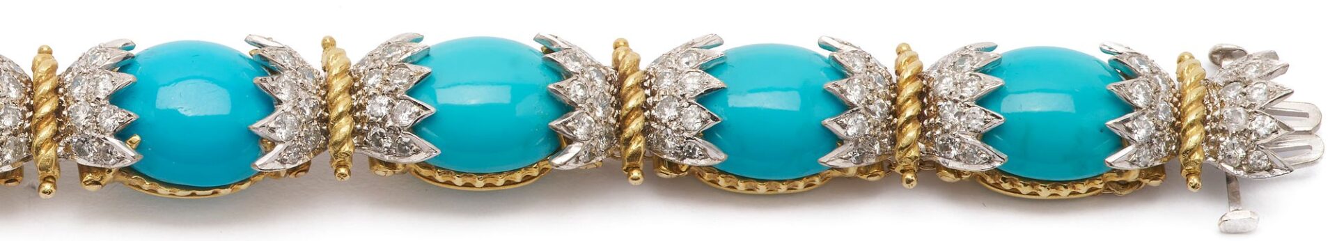Lot 57: 14K Gold, Turquoise, & Diamond Bracelet