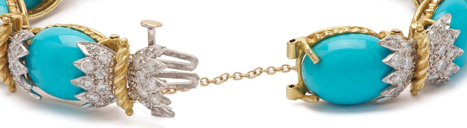 Lot 57: 14K Gold, Turquoise, & Diamond Bracelet
