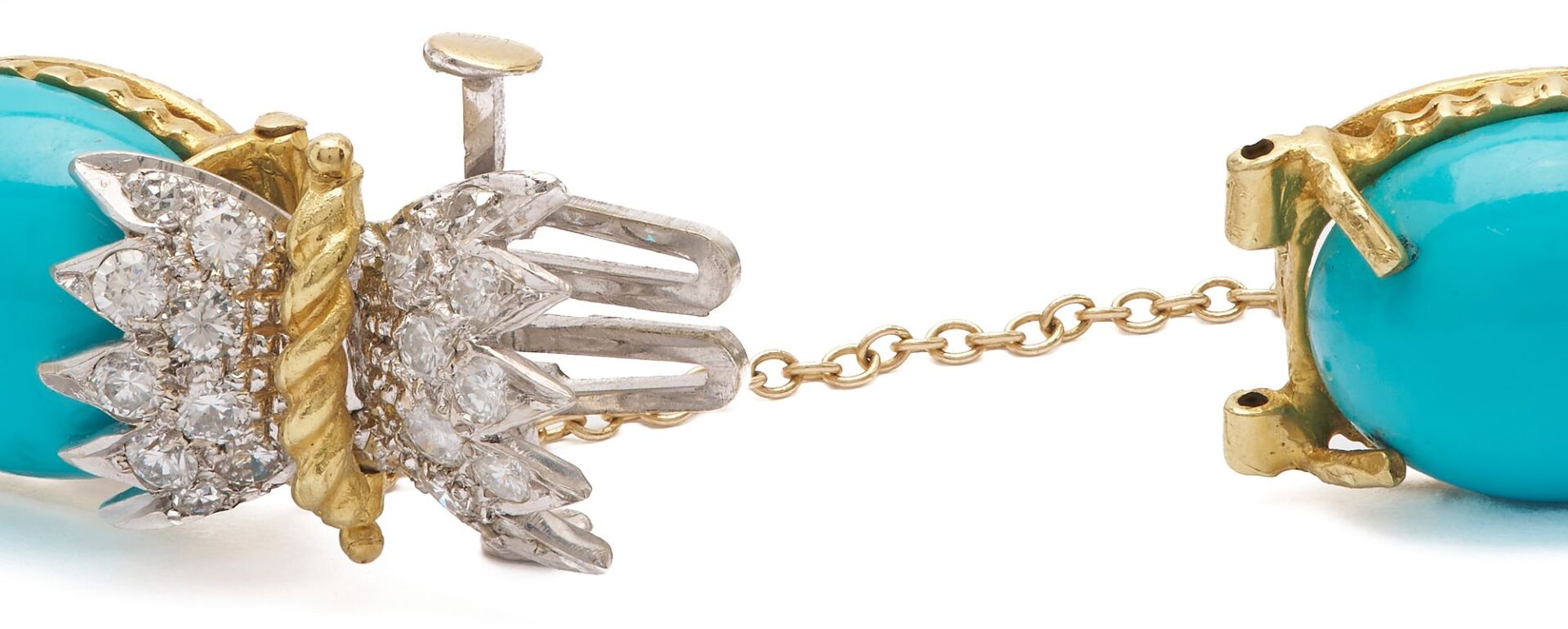 Lot 57: 14K Gold, Turquoise, & Diamond Bracelet