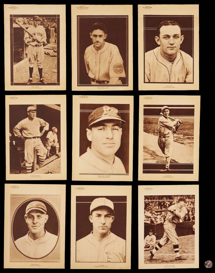 Lot 580: 9 M101-7 Sporting News Series Baseball Cards, 1926-27