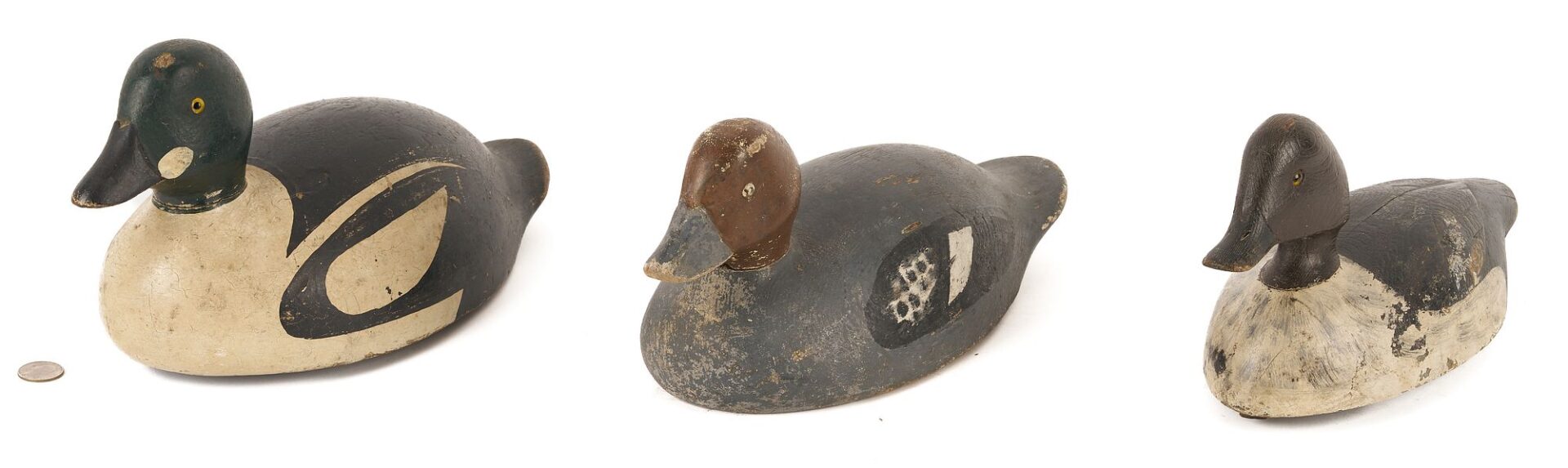 Lot 585: 3 Canadian Duck Decoys, incl.Ferman Eyre Pair & David Kavanaugh Hen