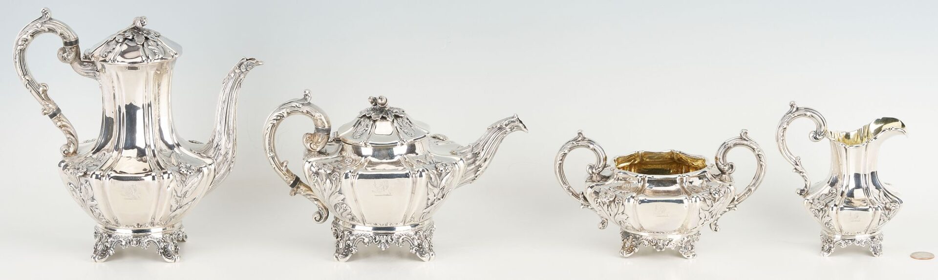Lot 58: Victorian 4 pc. Sterling Silver Tea & Coffee Set