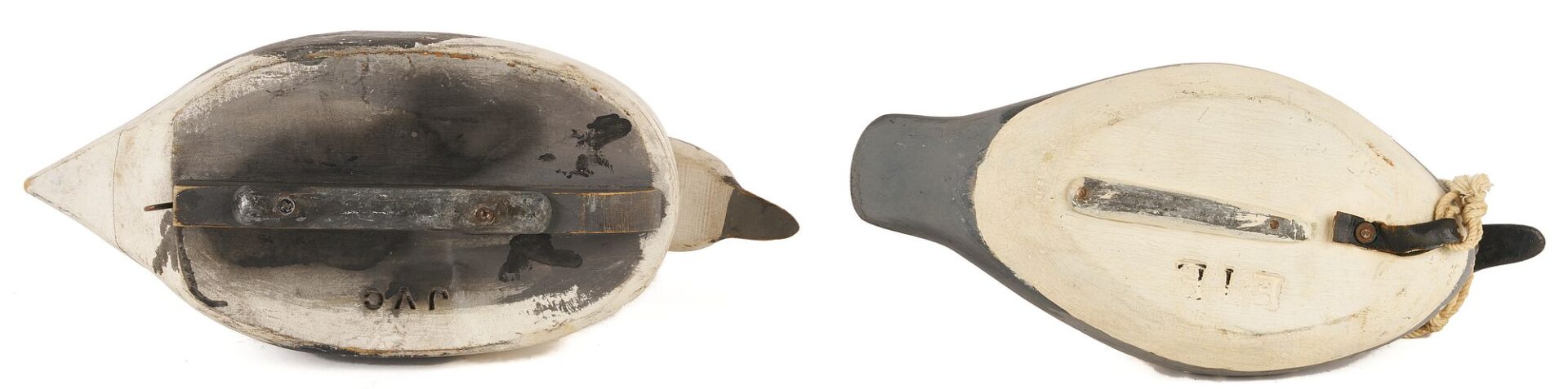 Lot 590: 2 New York Duck Decoys & Branding Iron, incl. George Bacon Golden-Eye Hen