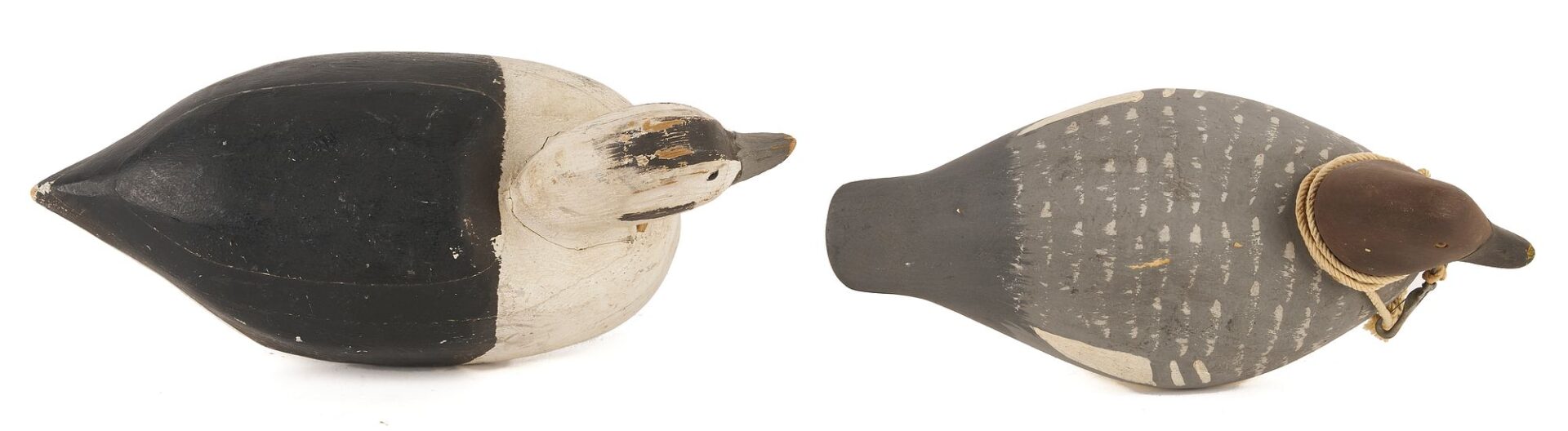 Lot 590: 2 New York Duck Decoys & Branding Iron, incl. George Bacon Golden-Eye Hen