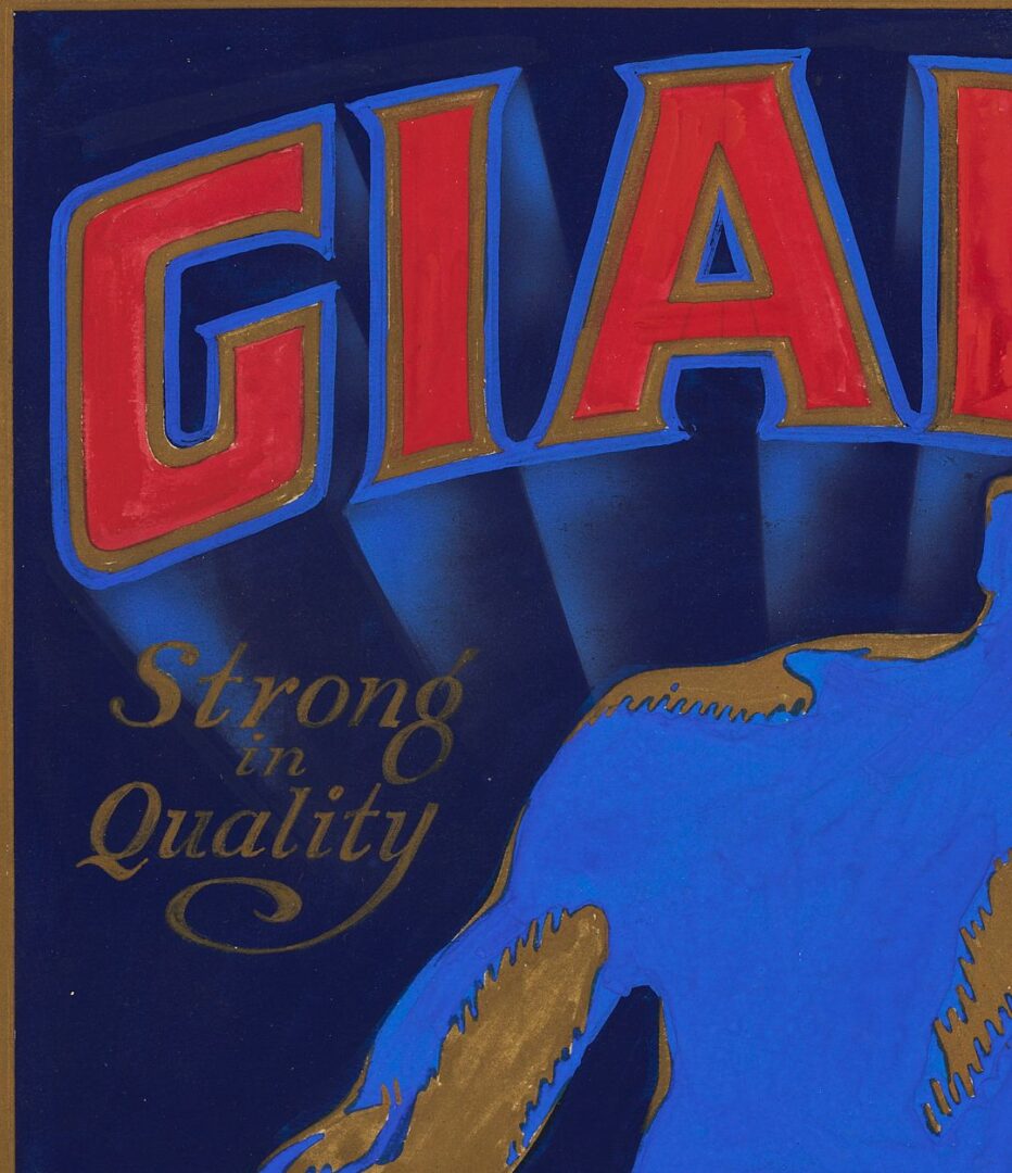Lot 602: Giant Lettuce Original California Crate Label Advertising Illustration Painting, c. 1930s-40s
